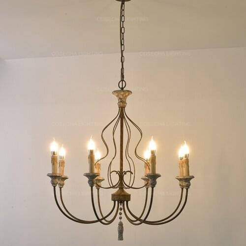 Retro rustic chandelier antique bedroom lighting wood hanging light kitchen foyer living room suspension 6 light stair kids room