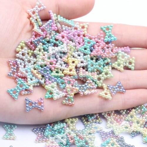 Cravat Rainbow Imitation Pearl Art Resin Rhinestones 9x12mm 80pcs Flatback DIY Crafts Jewelry Making Wedding Decoration