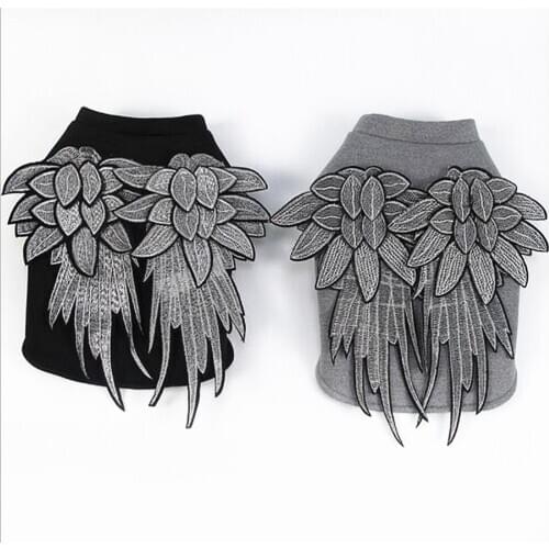 LeChong Pet Dog Embroidery Sweater Autumn and winter Fashion DIY Dog Wings Clothes Pet Warm Jacket Dog Transformed clothing