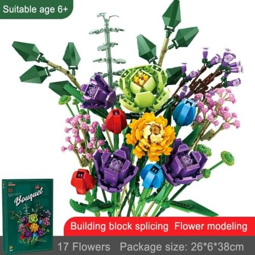 Technical Ideas Flowers Mailackers Creative Expert Bouquet Phalaenopsis Rose Friends Moc Potted Plants Building Blocks Toys