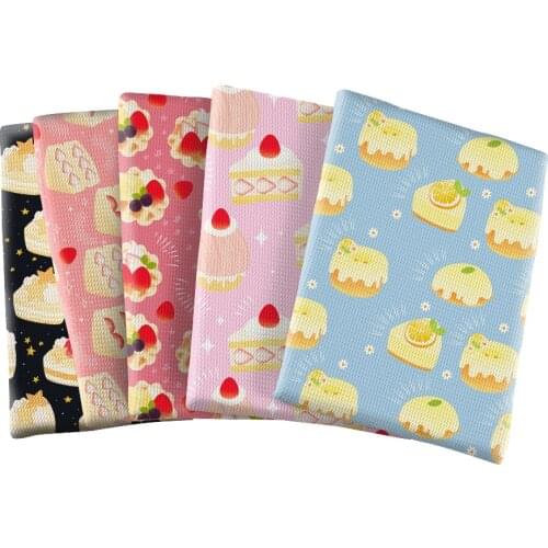Bullet Fabric Printed Cake Dessert Food Polyester Bubble Fabric DIY Textile for Sewing Cloth 50*145cm
