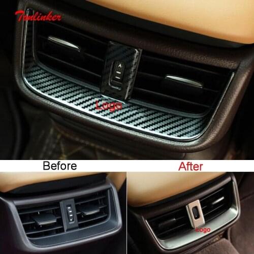 Tonlinker Interior Car Armrest Back Vent Cover Stickers For LEXUS ES200 260 300H 2018-21 Car Styling 2 PCS Metal Cover Stickers