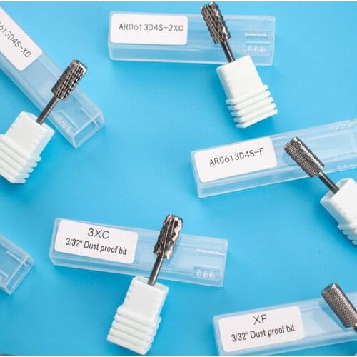 Carbide Nail Drill Bits with Prevent Dust from Flying Art Tool Accessories Bit Tapered Silver Coating 8 Types Tungsten 3/32"