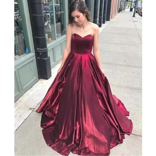 Vestidos de fiesta de noche sin tirantes Burdeos vestidos de noche de fiesta de graduación vestidos de noche vestido de noche la