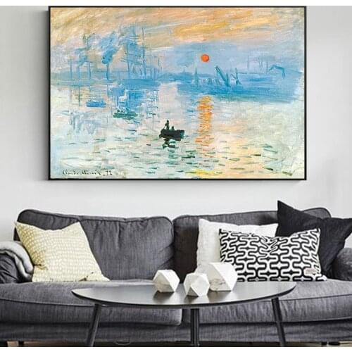 Impression Sunrise Canvas Art Paintings Reproductions On The Wall Claude Monet Impressionist Canvas Art Prints For Living Room
