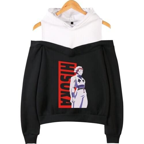 Japan Anime Hunter X Hunter Hisoka Sexy Off Shoulder Hoodies Women Fashion Hooded Sweatshirt 2020 Hot Sale Streetwear Clothes