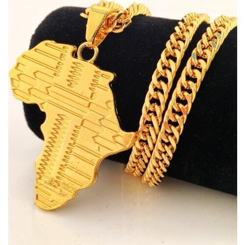 Fooderwerk Jewelry Original Hiphop Nightclub Performance Bar Street Dance Gold Map Pendant necklace For Women Men