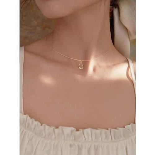 925 sterling silver jewelry with water drop pendant clavicle chain gold light luxury exquisite gift daily necklace female