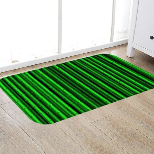 Green Bamboo Print Mat Doormat Glitter Floor Mats Indoor Outdoor Throw Rugs Home Decorative Carpet Room Entryway Mat
