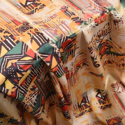 140CM Wide 19MM Print Yellow Silk Crepe Satin Plain Fabric for Dress Shirt Clothes Cheongsam H689