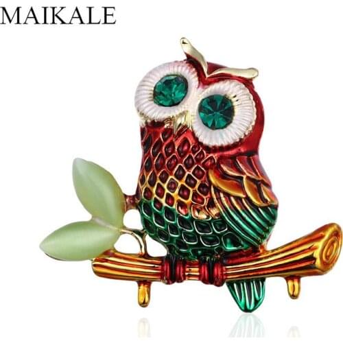 MAIKALE Colorful Owl Brooches for Women Zinc Alloy Cute Brooch Pin Shirts Girl Bag Accessories Christmas Friends Gifts Wholesale