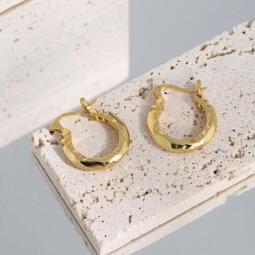 Silvology 925 Sterling Silver Irregular Texture Hoop Earrings for Women Chic Quality Earrings Ladies Aesthetics Fashion Jewelry