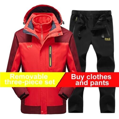 Winter womens Fleece liner Hiking jacket & Hiking Pants female Outdoor Windproof waterproof Thermal mountaineering ski suit