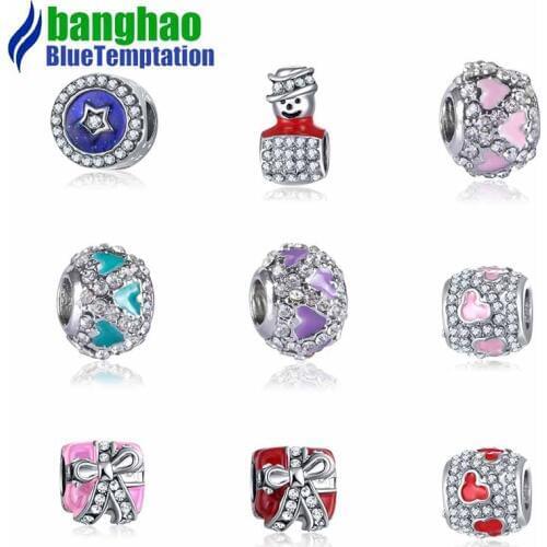 1Pc Charm Bracelet plata de ley Heart Charm DIY Beads Day Collection Preview Berloque crystal bead