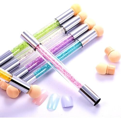 1pc Nail Art Decoration Gradual Blush Dyeing Pen Phototherapy Double-headed Gradient Brushes Handle Sponge Nail Art Tools H0993