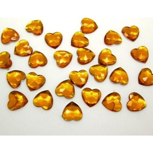 200Pcs Yellow Acrylic Heart Decoration Crafts Flatback Cabochon Scrapbooking Embellishments Beads Diy Accessories