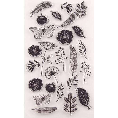 2020 feather Leaves flower Clear Stamps DIY Scrapbooking Craft Supplies Silicone Seal Custom Photo Album ink pad Stamping