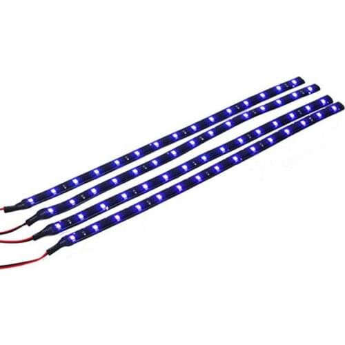 4Pcs 30cm Blue 3528 15 SMD LED Car Truck Flexible Strip Tube Light Strips Tube Lamp For Home Outdoor Decorative Light Waterproof