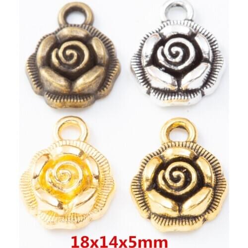40 pieces of retro metal zinc alloy flower Pendant for DIY handmade jewelry necklace making 8124