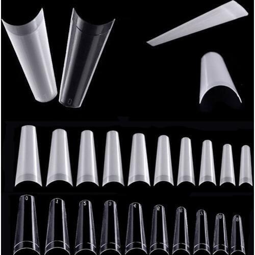 500pcs/bag Long C Curve French Well-less False Nail Tips Half Cover Artificial Nail Art Acrylic Gel Tips Women Fingernails