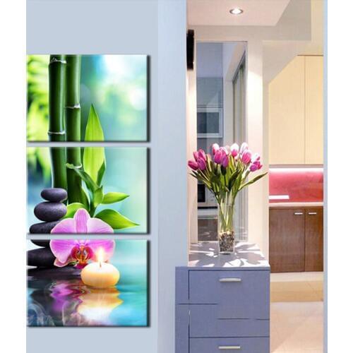 5D DIY Diamond Painting 3 Pieces Pcs Bamboo Candle Full Square Round Diamond embroidery Cross stitch Diamond crystal Wall art