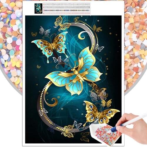 Diamond Painting Landscape Animal Golden Butterfly Embroidery Kit 5D DIY Mosaic Square Round Rhinestone Mural Home Decoration