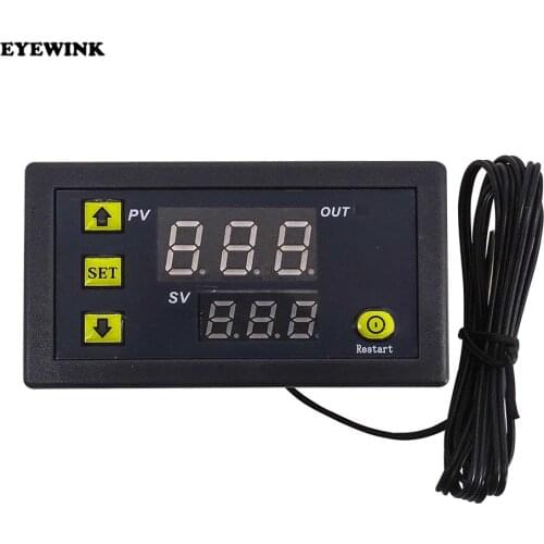 W3230 AC110V-220V DC12V Digital Temperature Controller Red And Blue Display 20A -55-120 Degree Temperature Measurement Data Save