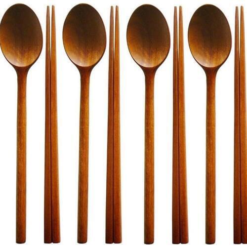 Wooden Tableware Combination Tableware, Spoon and Chopsticks for Hiking, Climbing, Camping, Fishing, Lunch Or Picnic