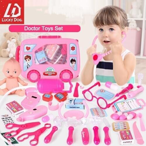 Doctor Pretend Play Set With Suitcase Medicine Box Kids Stethoscope Hospital Doctors Set Toys For Children Girls Boys