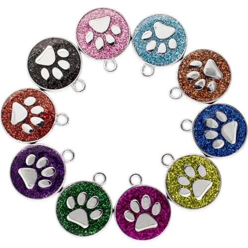 Doreen Box 5PCs Silver Color Dog Paw Pattern Charms Pendants For Jewelry DIY Making 23x19mm