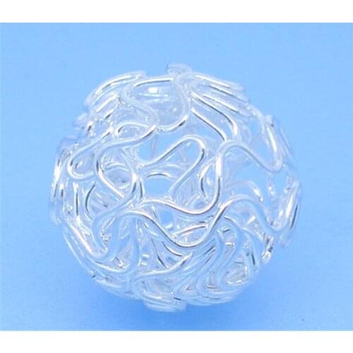 DoreenBeads 20 Silver color Hollow Twist Ball Wire Beads 18mm (B07881), yiwu