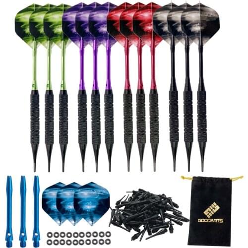 12Pcs 127 Set Dart Steel Tip Darts Soft Tip Darts with Extra Tips Shafts Flights for Electronic Dartboard Party Bar Games Dart