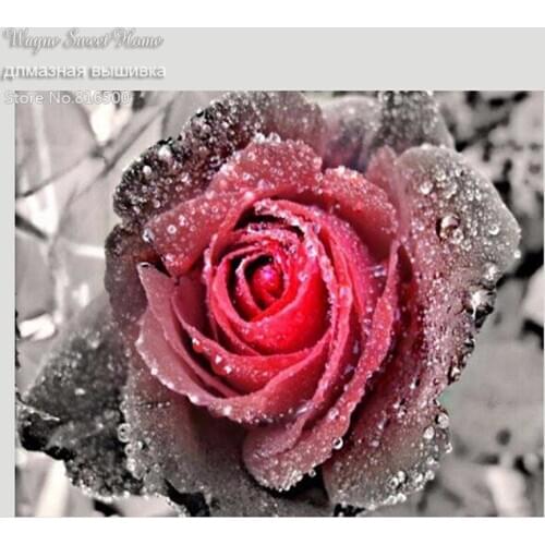 New Diy Diamond Painting Dripping Water Rose 3D Diy Diamond Embroidery Mosaic Needlework Crafts Painting Handwork Flowers