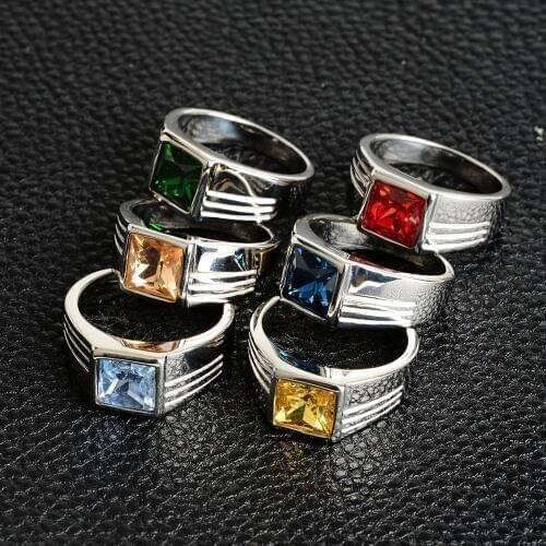Keisha lena New 2020 Colorfull Manhattan College Male Stainless Steel School Veteran Rings For Men Drop Shiping