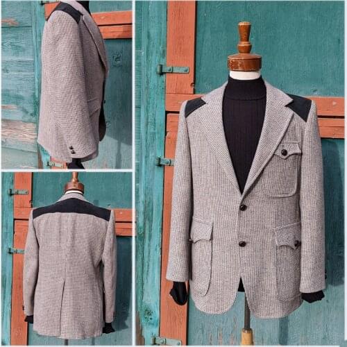 Classic Vintage Men Tuxedos Custom Made High Quailty Peaked Lapel Suit Wedding Groomsmen Party Grom Blazer Coat 1 Piece