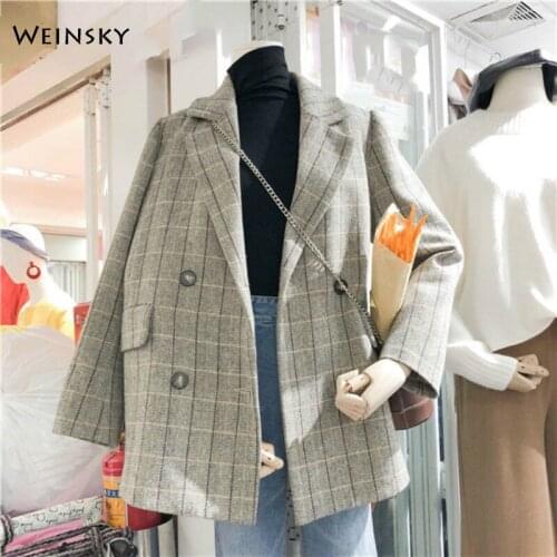 Plaid Thick Women Spring And Autumn Suit Office Female Interview Suit