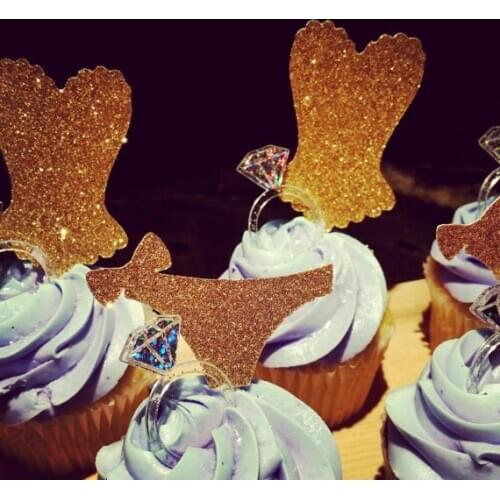 Corset & Panties Glitter Cupcake Toppers Food Picks Bachelor Bachelorette Wedding Bridal Engagement Lingerie Party