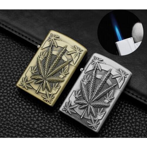 Creative personality inflatable windproof gas cigarette lighter retro turbo torch direct Jet flame relief metal igniter men gift