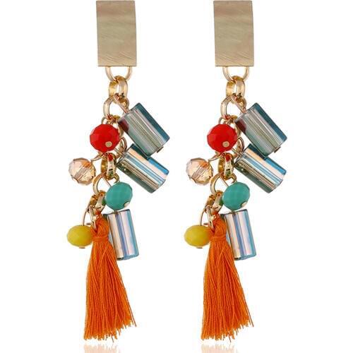 CRLEY Hot Sale Long Drop Earrings for Women Jewelry for Women Korean Earrings Jewelry Tassel Irregular Orange Fashion Earring