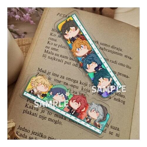 HOT Anime Genshin Impact Tartaglia Venti Zhongli Xiao Cosplay Acrylic Ruler Measuring Scale Students Cartoon Measure ruler Gift