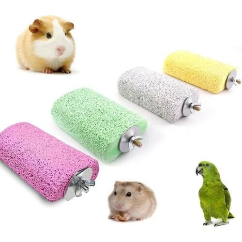 Small Animal Pet Bird Parrot Hamster Chinchilla Molar Stone Cage Stand Perch Platform Chew Bar Bird Toys Small Pet Supplies