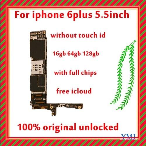 For iphone 6 Plus Motherboard Original unlocked logic board 16GB 64GB 128GB for iphone 6 Plus mainboard without Touch ID Plate