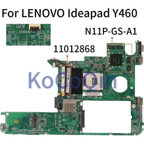 KoCoQin laptop Motherboard For LENOVO Ideapad Y460 DAKL2BMB8F0 11012868 HM55 216-0772000 DDR3 Mainboard