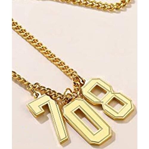 Fashion stainless steel digital pendant 0-9 digital custom DIY necklace large jersey digital necklace jewelry