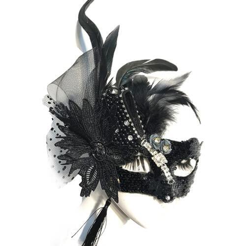 Fashion Cosplay Masks Feather Lady Handmade Half Face Masks Masquerade Halloween Christmas Tassel Black Mask Gothic Cosplay