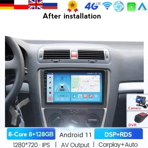 Carplay 9" 4G LTE +WiFi 2din Android Car Radio Multimidia Video Player Navigation GPS For SKODA Octavia 2 A5 2007-2014 Head Unit