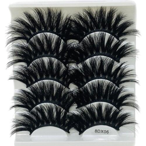 5 Pairs 8D Faux Mink Hair False Eyelashes Wispies Fluffies Drama Eyelashes Natural Long Soft Handmade Cruelty-free Black Lashes