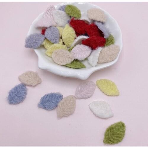 50pcs/Lot 2.8*1.5cm Plush Leaf Padded Appliques Accessories Artificial Patches DIY Crafts Kids Hair Clips Clothes Hat Decoration