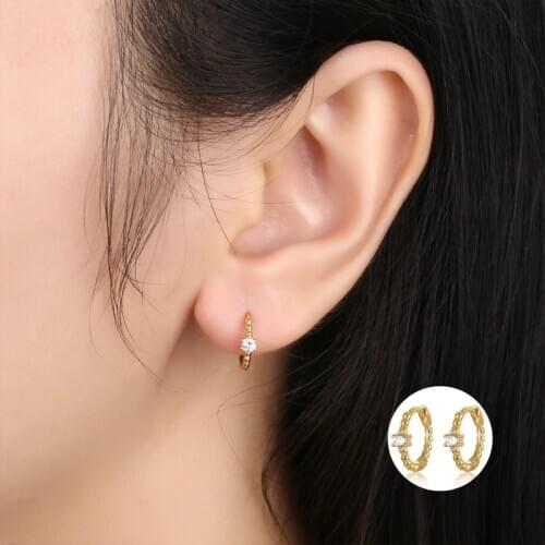 New Design Classic Fashion Round white CZ Zircon Hoop Earrings for Women Wedding Fashion Jewelry