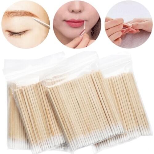 1Pack Wood Cotton Swab Nose Ear Face Cleaning Sticks Cosmetics Makeup Remover Clean Sticks Buds Tip Wood Cotton Head Swab